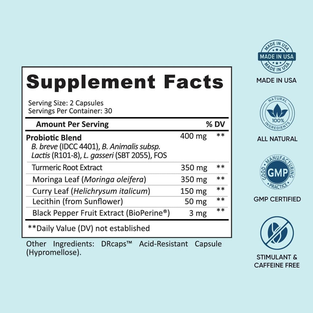 Provitalize Probiotic 68.2 Billion CFU | 10 Strains + Turmeric & Natural Herbs | Weight & Gut Support | 60 Acid-Resistant Capsules - Organic Wellness Hub