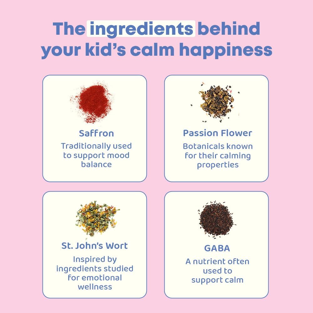 Mood Munchies Saffron Gummies for Kids - Natural Mood & Focus Support | Saffron Extract | Berry Flavor | 60 Gummies | JoySpring