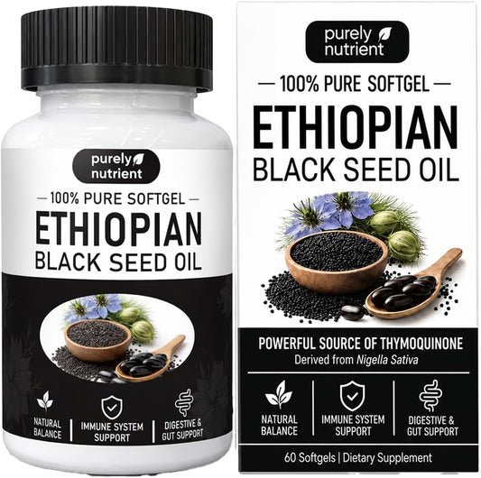 Purely Nutrient Ethiopian Black Seed Oil Softgels 3-Pack | 100% Pure Nigella Sativa | 180 Softgels