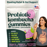 Probiotic Kombucha Gummies | Bloating Relief, Gut Health & Digestion Support | Prebiotic + Postbiotic | Berry Bliss | 30 Count