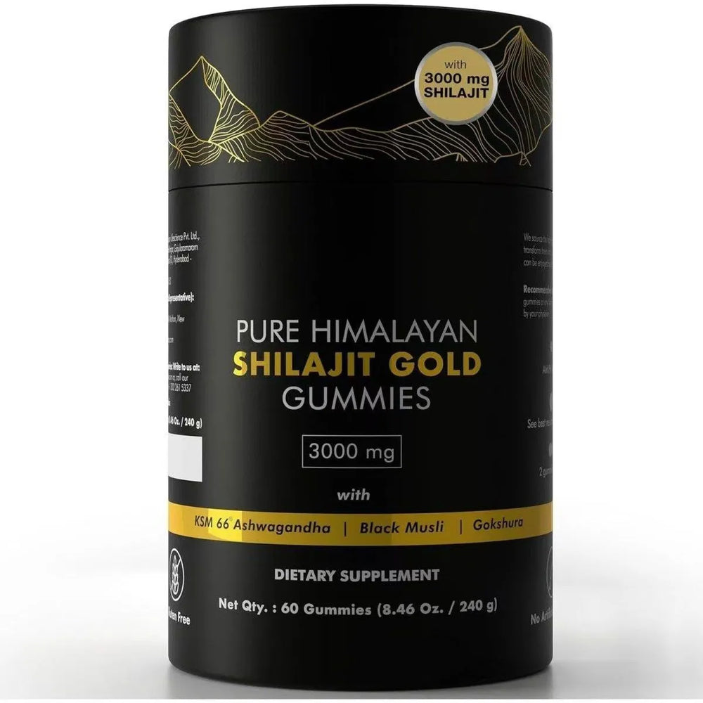 Pure Himalayan Shilajit Gold Gummies 3-Pack | 3000mg | 180 Gummies | 90-Day Supply | KSM-66 Ashwagandha, Black Musli & Gokshura | Lab Tested | Organic Wellness Hub