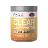 PhD Clear Whey Protein + Collagen | Peach Iced Tea | 25g Protein, Zero Sugar | Informed Sport Tested | 10 Servings | Lab Tested | Organic Wellness Hub