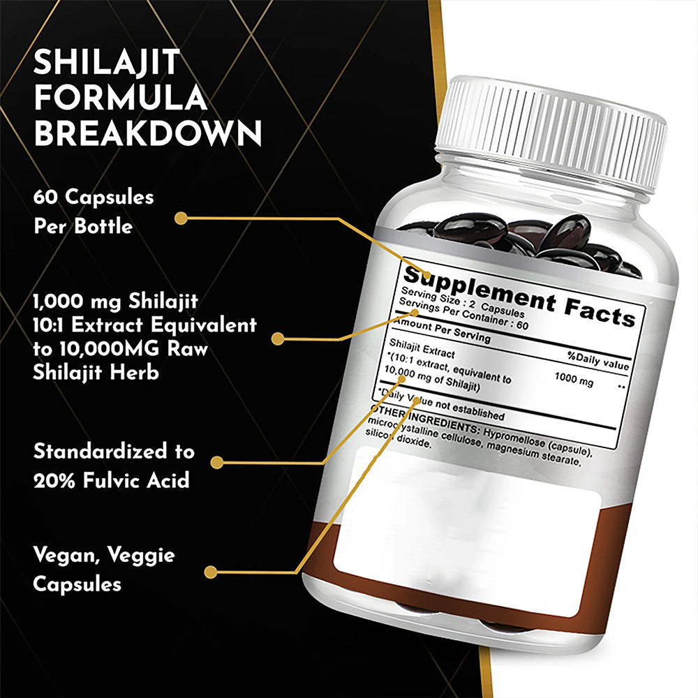 Pure Himalayan Shilajit Supplement 10000mg -120 Capsules for Energy, Vitality & Stamina | Organic Wellness Hub