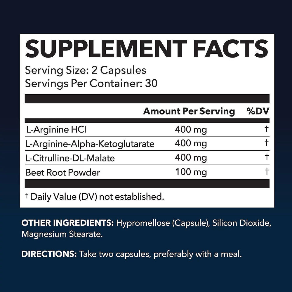 L-Arginine Nitric Oxide Booster with L-Citrulline ? Amino Acid Performance Support | 60 Capsules | Organic Wellness Hub