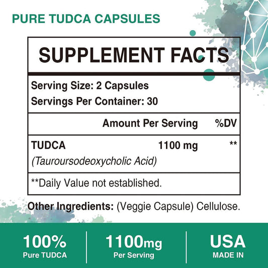 Advanced TUDCA 1100mg | 60 Capsules Liver & Gut Health Supplement | Organic Wellness Hub