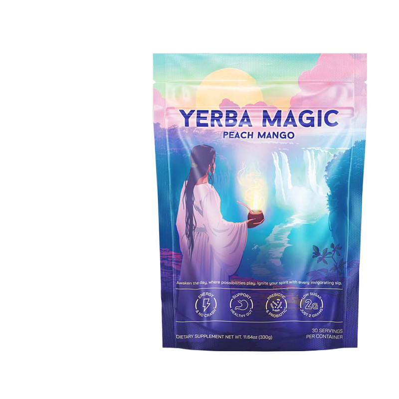 Yerba Magic Peach Mango | 30 Servings | Yerba Mate Energy Powder | No Crash Energy | Healthy Gut Support | Prebiotic and Probiotic | Low Sugar 2g | Dietary Supplement 330g