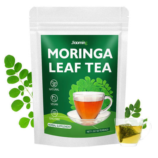 Jiaoming Moringa Leaf Tea Bags 20 Pack | Natural Vegan GMO-Free Herbal Supplement Tea for Energy, Detox & Immune Support