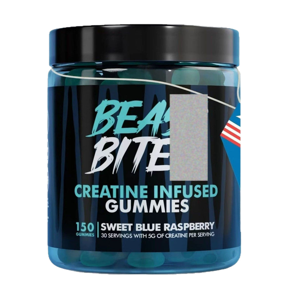 Beast Bites Creatine Infused Gummies | 5g Creatine Per Serving | 150 Gummies | 30 Servings | Blue Raspberry | Made in USA - Organic Wellness Hub