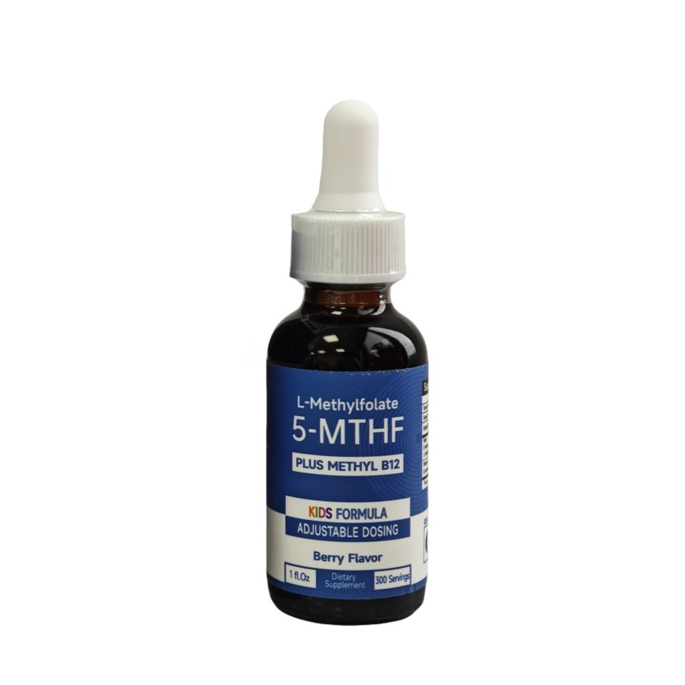 Kids L-Methylfolate 5-MTHF + Methyl B12 Liquid Drops | Berry Flavor | USDA Organic | Lab Tested | Organic Wellness Hub
