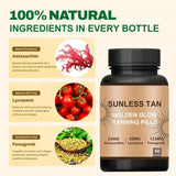 Sunless Tan Golden Glow Tanning Pills 60 Capsules | Bronzed Glow & Skin Support Supplement | Organic Wellness Hub