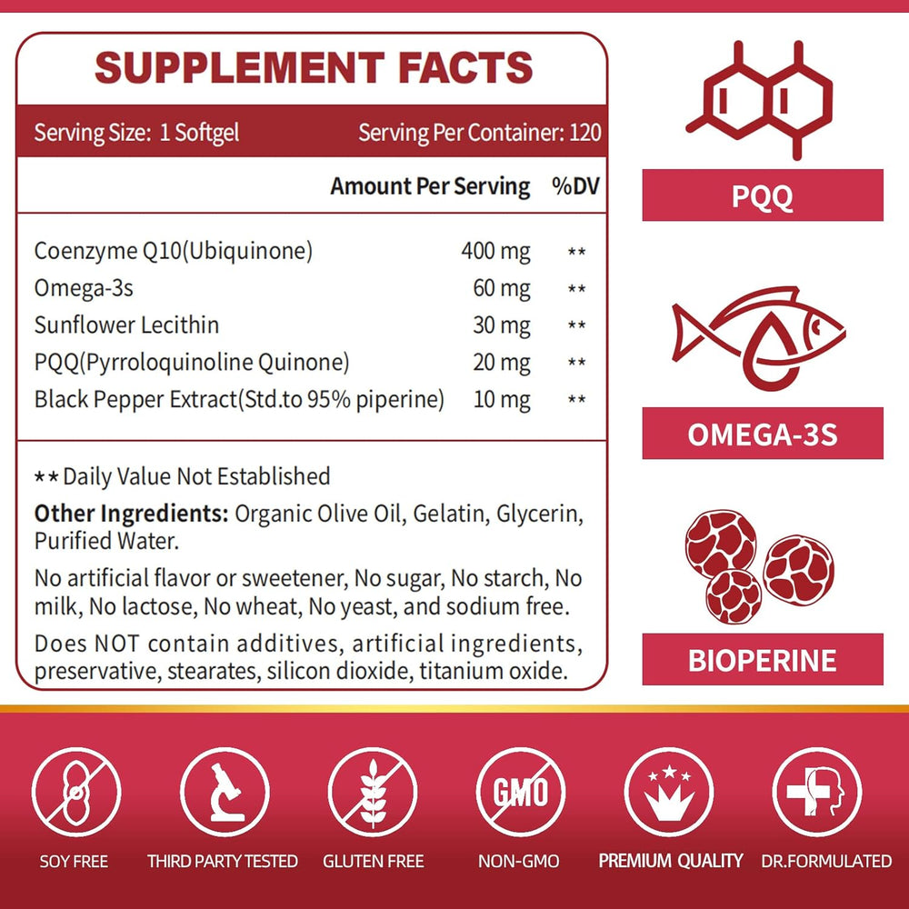 CoQ10 400mg Softgels 360 Count (3 Bottles x 120 Softgels) | Superior Absorption Coenzyme Q10 | Heart Health & Energy Support | Lab Tested | Organic Wellness Hub
