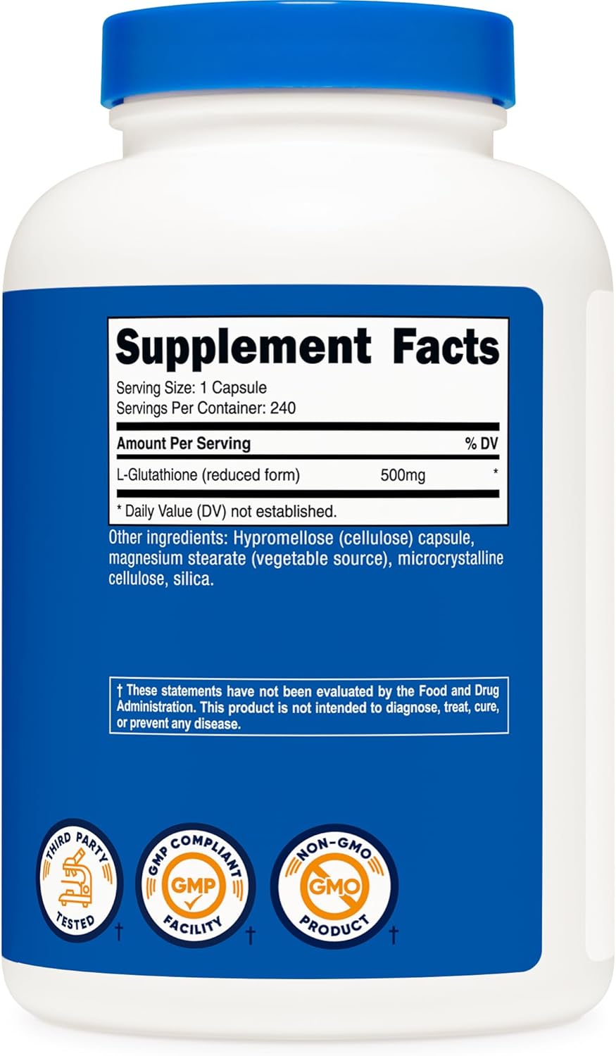 Nutricost Glutathione Reduced Form 500mg – 240 Capsules | Antioxidant Support Supplement | Organic Wellness Hub
