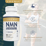 NMN & Resveratrol 1100mg Supplement – Anti-Aging, NAD+ Booster & Longevity Support | Organic Wellness Hub
