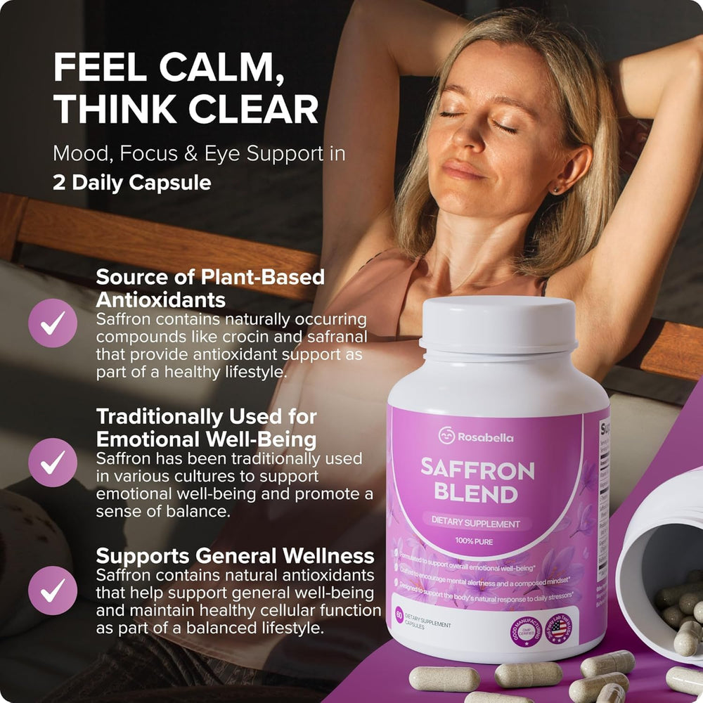 Rosabella Saffron Blend Dietary Supplement 60 Capsules – Premium Saffron Wellness Formula (3 Pack) | Organic Wellness Hub