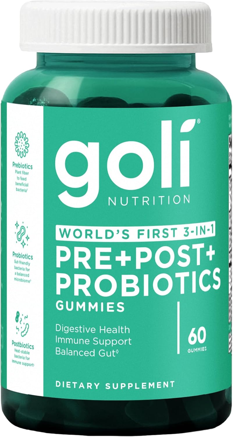 Goli Nutrition World's First 3-in-1 Pre+Post+Probiotics Gummies — 3-Pack Bundle (180 Gummies) | Lab Tested | Digestive Health, Immune Support & Balanced Gut Dietary Supplement