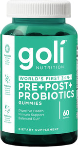 Goli Nutrition أول علكة 3 في 1 قبل + بعد + بروبيوتيك في العالم - مجموعة من 3 عبوات (180 علكة) | مختبرة معملياً | دعم صحة الجهاز الهضمي والمناعة وتوازن الأمعاء مكمل غذائي
