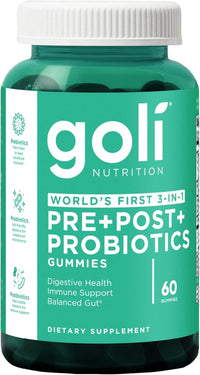 Goli Nutrition World's First 3-in-1 Pre+Post+Probiotics Gummies — 3-Pack Bundle (180 Gummies) | Lab Tested | Digestive Health, Immune Support & Balanced Gut Dietary Supplement