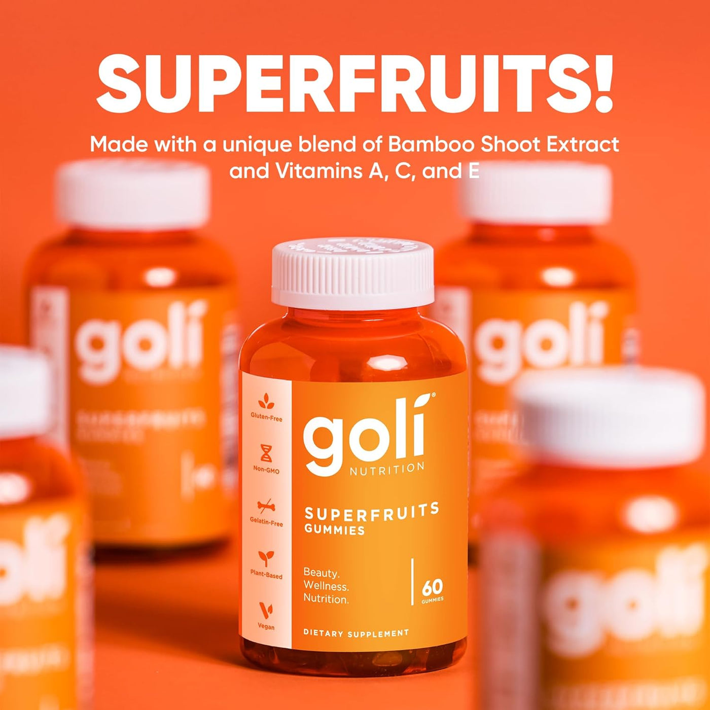 Goli Superfruits Gummies 3-Pack | Gluten-Free, Vegan, Non-GMO Beauty & Wellness Supplement — 180 Pieces