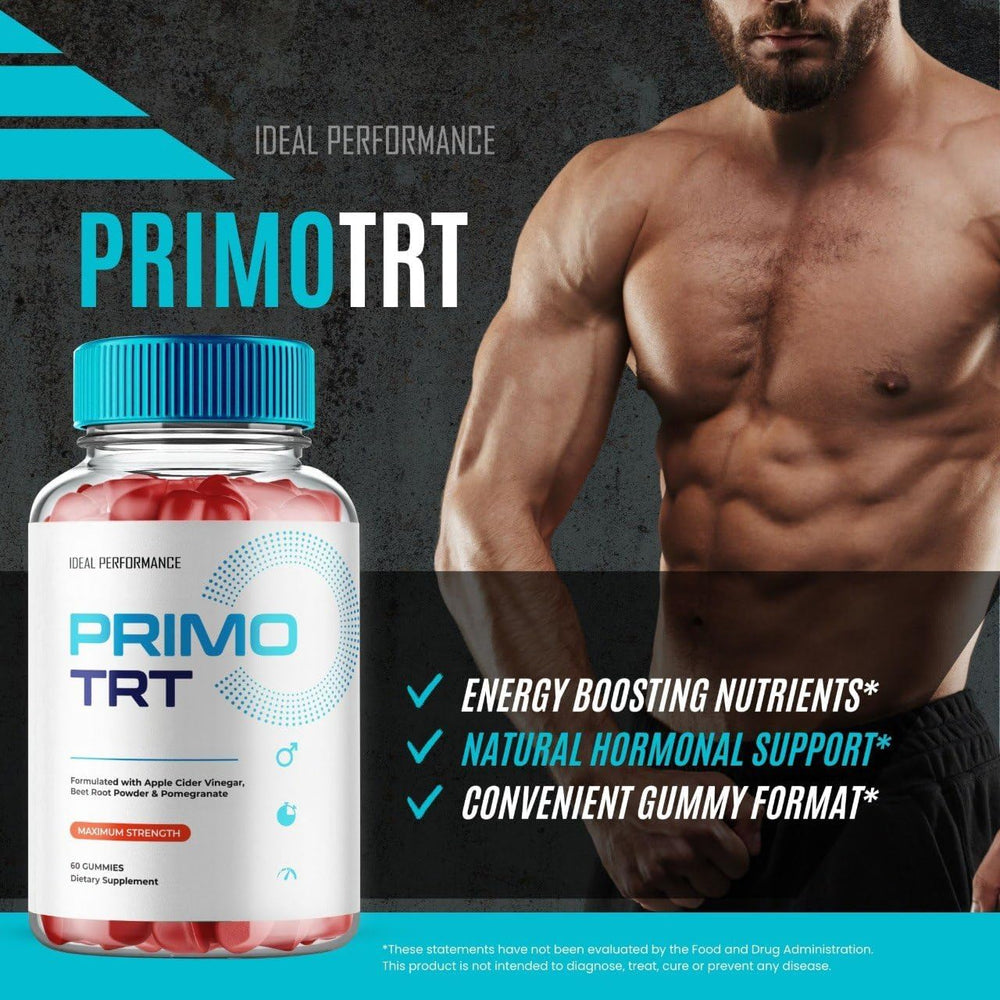 Primo TRT Gummies for Men Maximum Strength | Testosterone Support Gummies | 60 Gummies | Lab Tested | Organic Wellness Hub