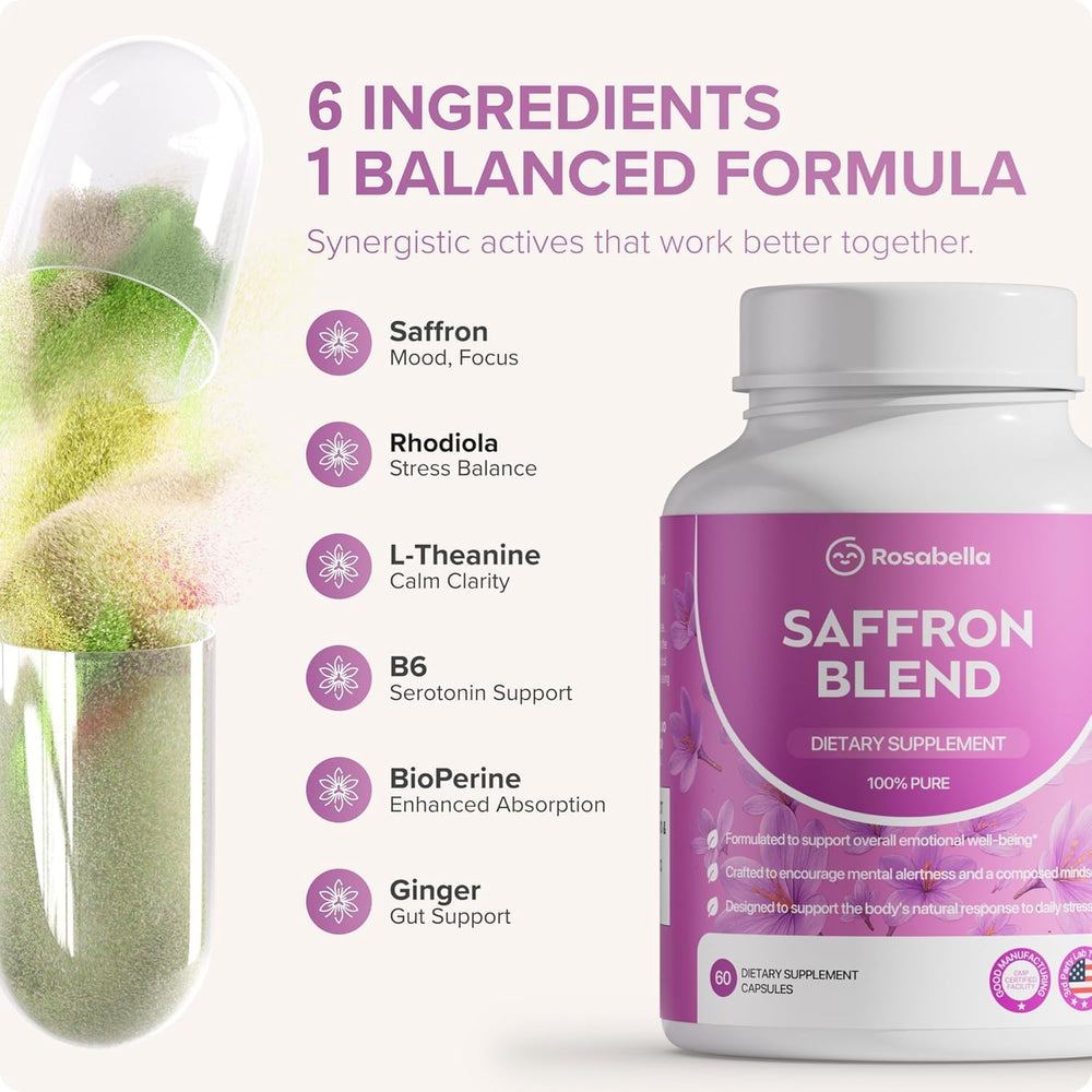 Rosabella Saffron Blend Dietary Supplement 60 Capsules – Premium Saffron Wellness Formula (3 Pack) | Organic Wellness Hub