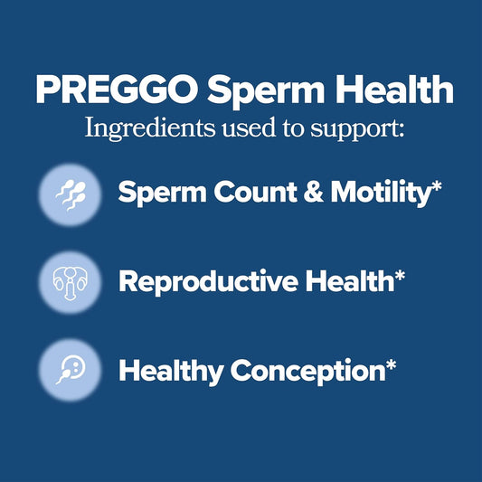 Preggo Sperm Health Support Capsules | 60 Vegan Capsules | Sperm Count, Motility & Testosterone | O Positiv Health | Organic Wellness Hub