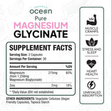 Ocean Organics Pure Magnesium Glycinate + Low Dose Zinc | Chelated Chelamax for Sleep, Muscle Cramps, Heart & Digestion – 90 Capsules | Organic Wellness Hub