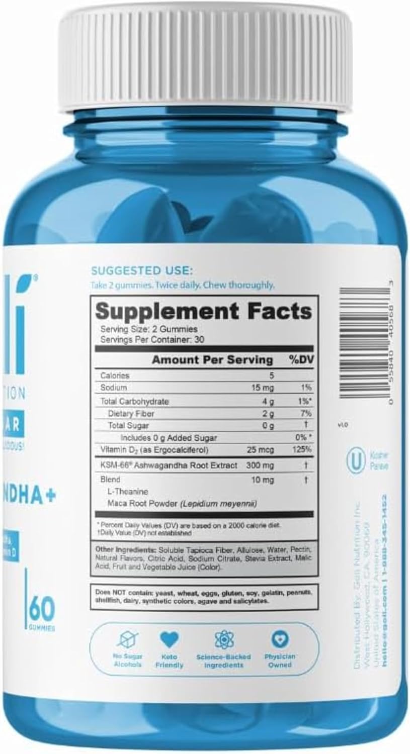 Goli Ashwagandha Plus Gummies Zero Sugar 3 Pack | 180 Gummies | Americas Number 1 | KSM 66 | L Theanine | Maca | Vitamin D | Relax Restore Unwind | Vegan Non GMO Gluten Free