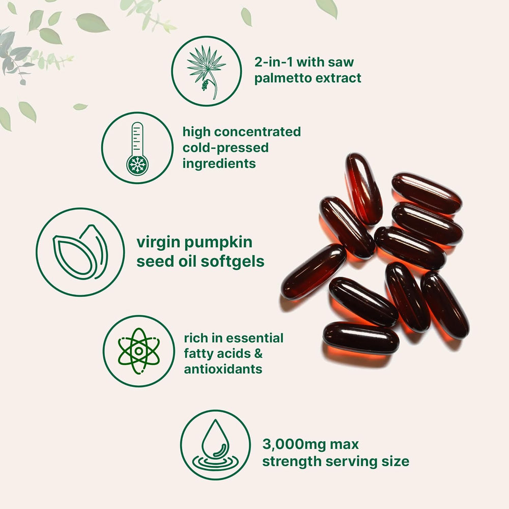 Micro Ingredients Pumpkin Seed Oil 3,000mg | 2-in-1 with Saw Palmetto | 300 Softgels | Cold Pressed | GMO Free | Lab Tested | Organic Wellness Hub