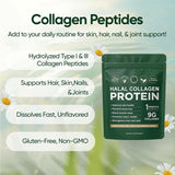 Halal Collagen Protein Powder 3-Pack Bundle 9g | Grass-Fed Non-GMO Type 1 & 3 | Skin Bones Muscle & Heart Health | 3 Month Supply | Organic Wellness Hub