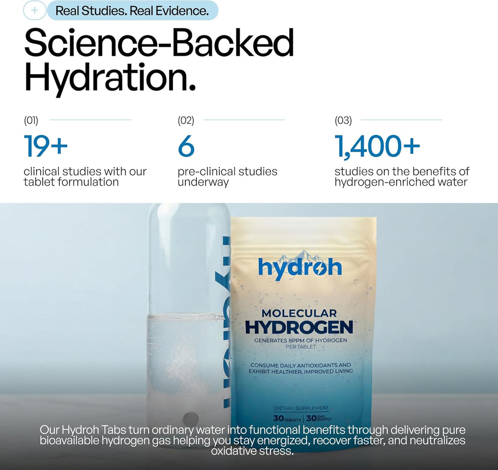 Hydroh Molecular Hydrogen Tablets 3-Pack | 12PPM H₂ Antioxidant | IHSA Certified | Viral on TikTok | 90 Tablets 90-Day Supply | Energy, Hydration & Wellness — Organic Wellness Hub