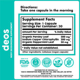 DEOS Body Deodorizing Supplement | Natural Internal Deodorant Capsules | Fresh Underarms, Breath & Body Odour | 30 Capsules | Lab Tested | Organic Wellness Hub