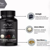 Shilajit Sea Moss & Lion's Mane Capsules 800mg 3-Pack – Brain, Energy & Daily Wellness Support | 180 Capsules | Organic Wellness Hub