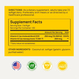 Selerb Vitamin D3 K2 Supplement — 10000 IU D3 + 200 mcg K2 MK7 with Coconut Oil | Bone Density, Immune Support | 120 Softgels