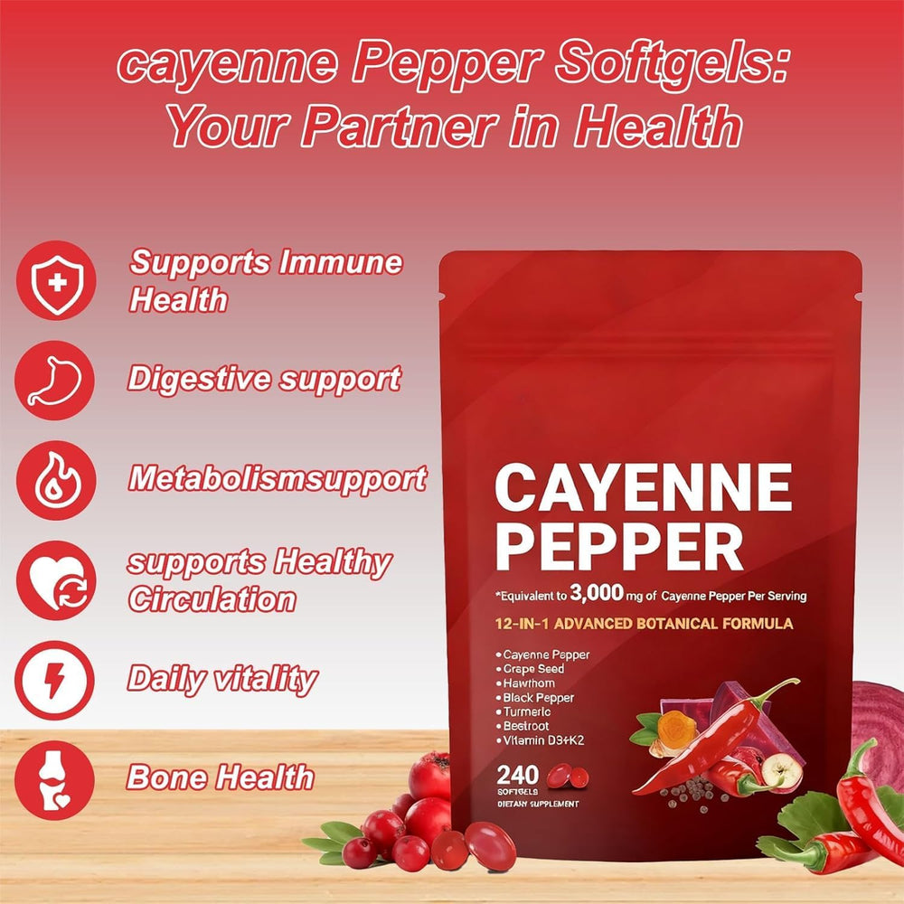 Cayenne Pepper 3,000mg Supplement (3 Pack) – 720 Softgels | 12-in-1 Advanced Botanical Formula | Organic Wellness Hub