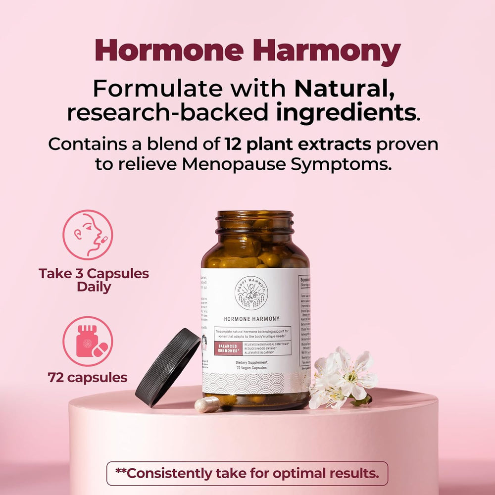MEOED Hormone Harmony | Menopause Relief | 72 Vegan Capsules | Organic Wellness Hub