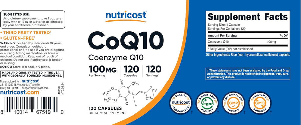 Nutricost CoQ10 Coenzyme Q10 100mg (3 Pack) – 360 Capsules Total | Premium CoQ10 Supplement | Organic Wellness Hub