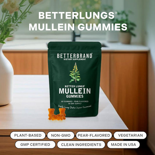 BetterBrand Mullein Gummies 3-Pack Bundle | Better Lungs® Daily Lung Detox | 180 Pear Gummies | 90-Day Supply | Lab Tested & Quality Guaranteed | Organic Wellness Hub