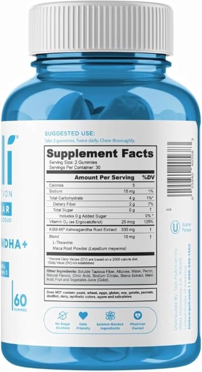 Goli Ashwagandha Plus Gummies Zero Sugar 3 Pack | 180 Gummies | Americas Number 1 | KSM 66 | L Theanine | Maca | Vitamin D | Relax Restore Unwind | Vegan Non GMO Gluten Free