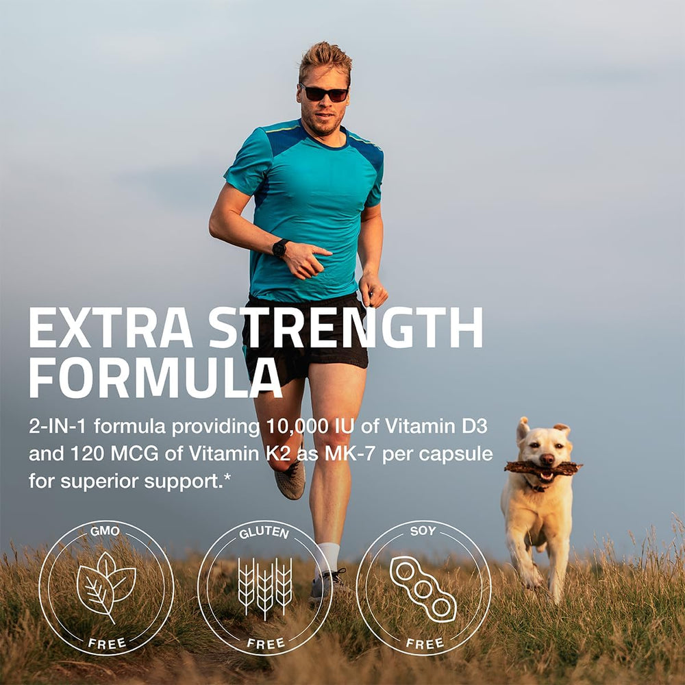 Bronson Vitamin K2 + D3 Extra Strength 120 Capsules – Bone, Heart & Immune Support | Organic Wellness Hub