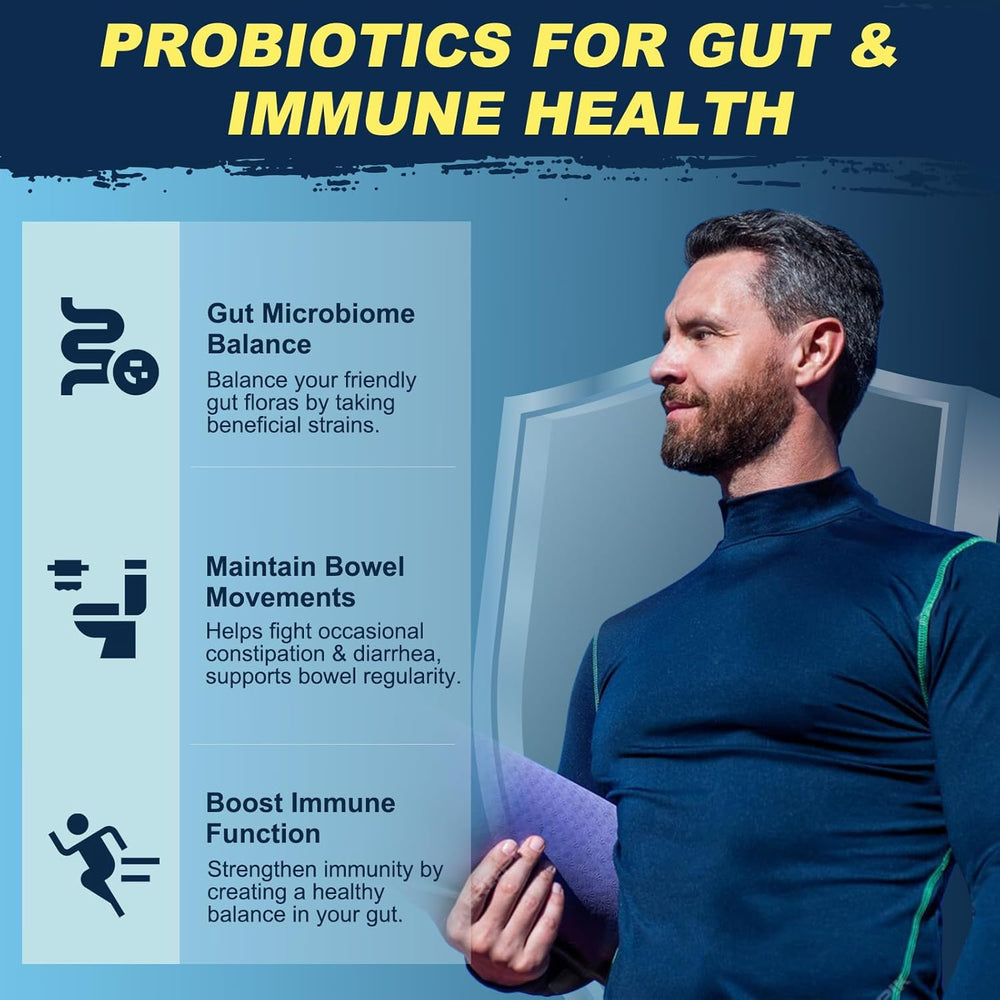 Men's Probiotics 120 Billion CFUs | 24 Strains | Prebiotics, Enzymes & Amino Acids | Digestive & Prostate Health | 90 Veggie Capsules