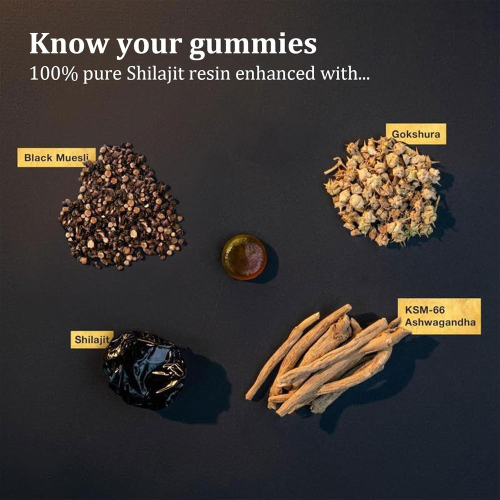Pure Himalayan Shilajit Gold Gummies 3000mg | KSM-66 Ashwagandha, Black Musli & Gokshura | Natural Energy, Stamina & Focus | Lab Tested | Organic Wellness Hub