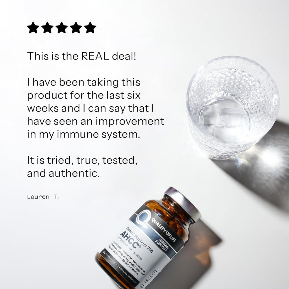 Quality of Life Kinoko Platinum AHCC Immune Support 60 Vegicaps (3 Bottles) | Premium Immune Health Supplement | Organic Wellness Hub