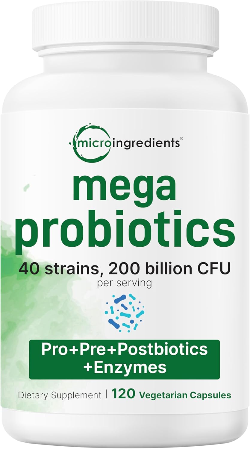 Mega Probiotics 200 Billion CFU - 40 Strains with Prebiotics, Postbiotics & Digestive Enzymes | 120 Vegetarian Capsules | Organic Wellness Hub