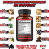 Testosterone Extra Strength Supplement | Energy, Stamina & Strength Support | Lab Tested | 60 Capsules | Organic Wellness Hub