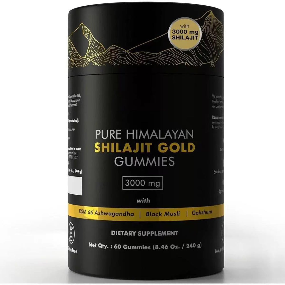 Gold Shilajit Gummies 3000mg with Ashwagandha, Black Musli & Gokshura | 80 Gummies