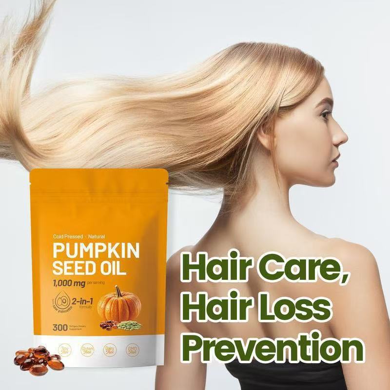 Pumpkin Seed Oil Softgels 1000mg | 2-in-1 with Saw Palmetto | 300 Softgels Cold Pressed | Soy Free, Gluten Free, Dairy Free, GMO Free - Organic Wellness Hub