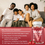 Iron Vegan Gummies with B-Complex, Vitamin C, A & Zinc - Blood Builder & Energy Support | Natural Strawberry Flavor | Organic Wellness Hub