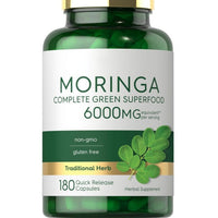 Moringa Complete Green Superfood 6000mg | 60 Quick Release Capsules | Non-GMO, Gluten Free Traditional Herb Supplement
