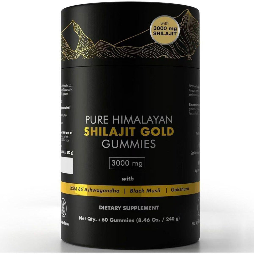 Pure Himalayan Shilajit Gold Gummies 3000mg | KSM-66 & Ashwagandha | 60 Gummies | Organic Wellness Hub