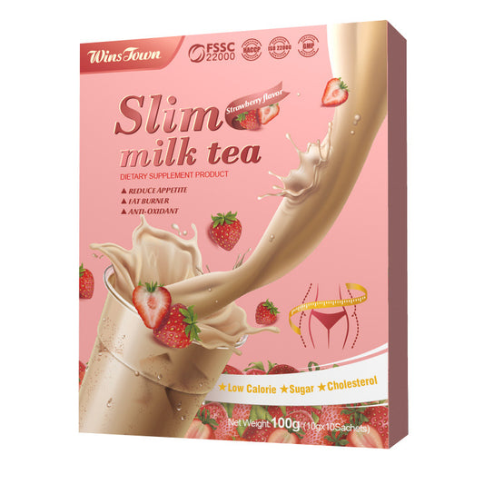 WinsTown Slim Milk Tea - 10 Sachets (100g) | Appetite Reducer, Fat Burner & Antioxidant | Low Calorie, Sugar-Free, Cholesterol-Free | Nature Flavor Dietary Supplement